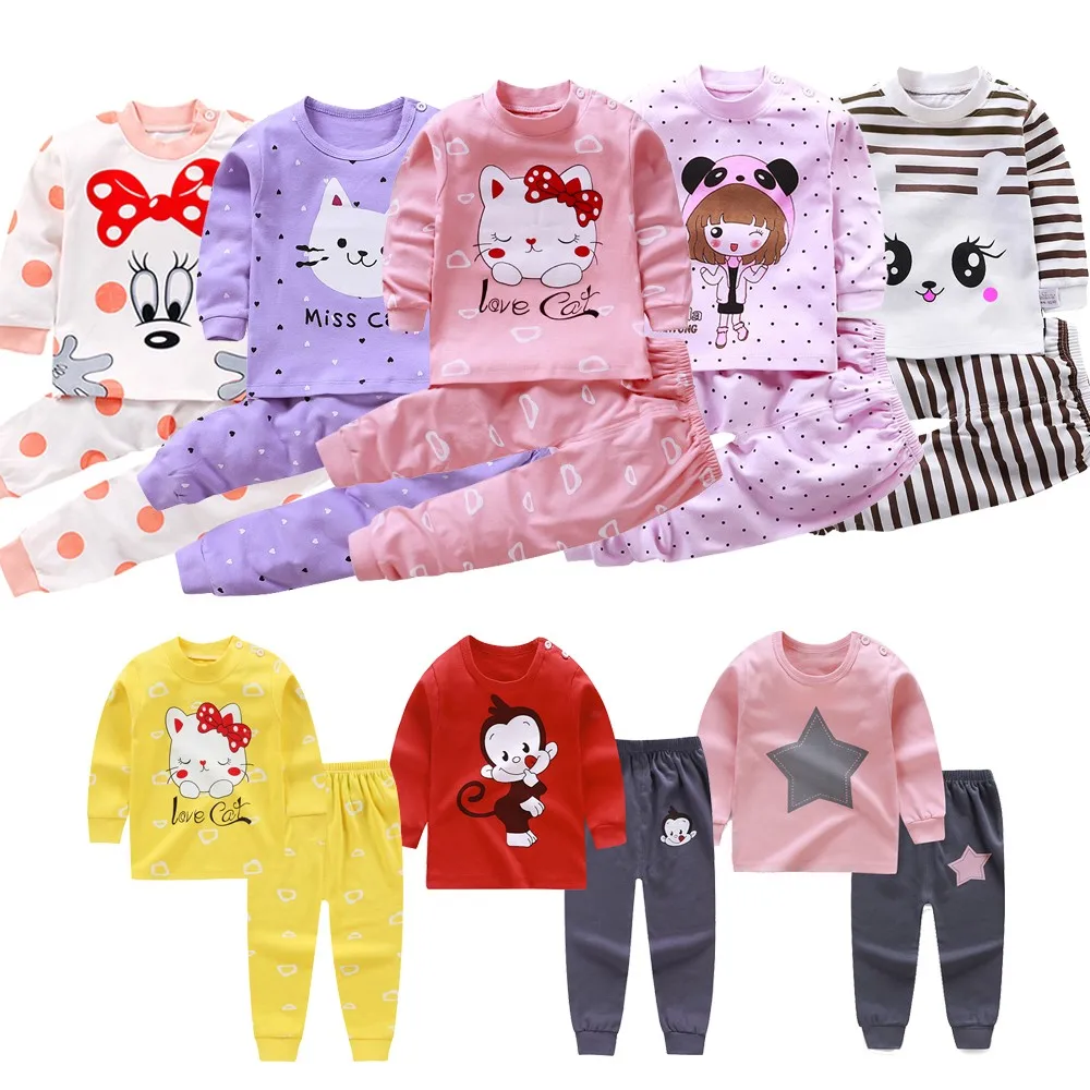 Kids Unicorn Cartoon Sleepwear Babies Clothing Sets